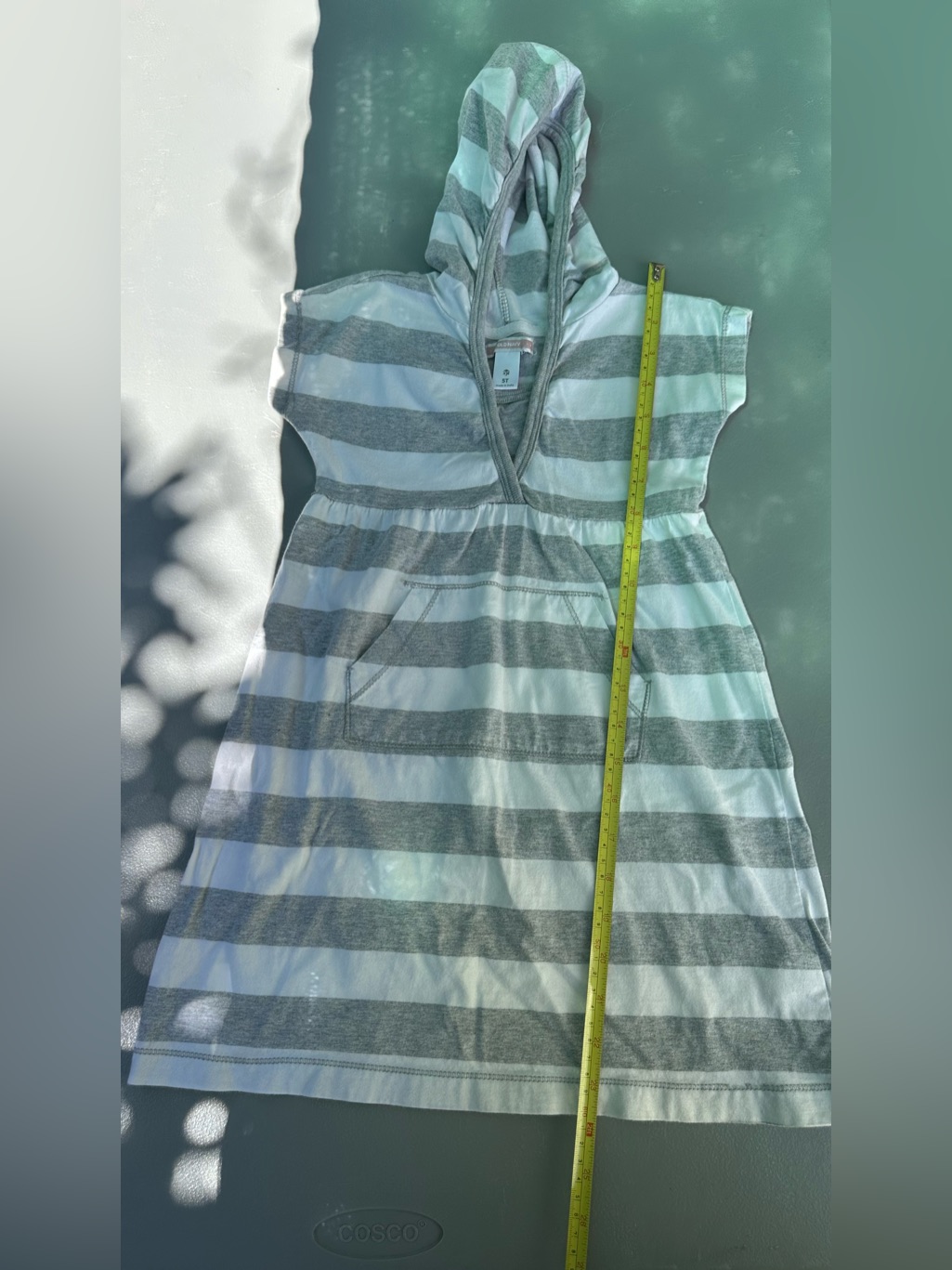Old Navy Gray & White Striped Hooded Casual Dress